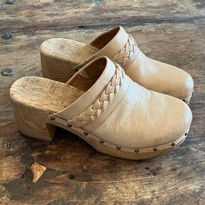 Kork-Ease Tan Braided Leather Clog Mules
